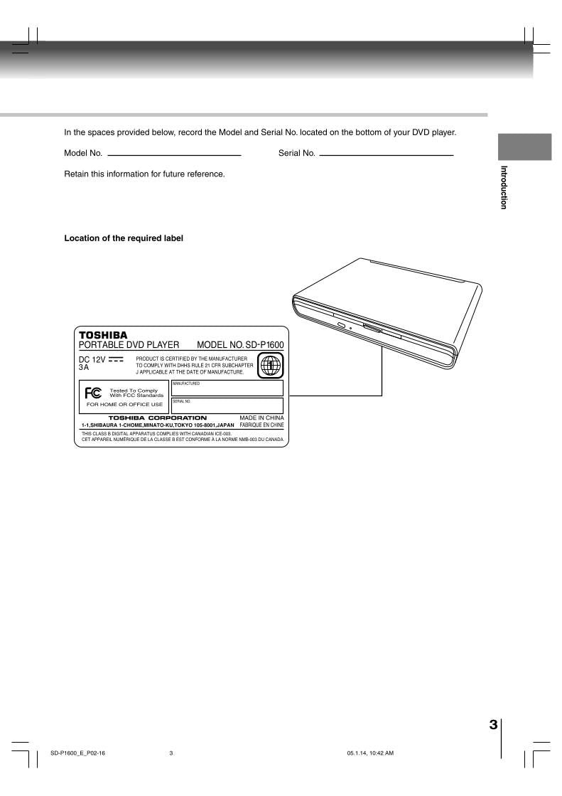 Toshiba SDP1600 TV/DVD Combo Operating Manual