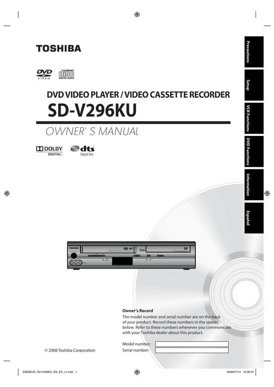 Toshiba SDV296KU DVD/VCR Combo Player Operating Manual