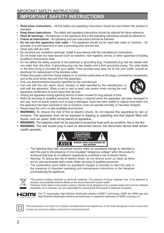 Seiki SE322FS TV Operating Manual
