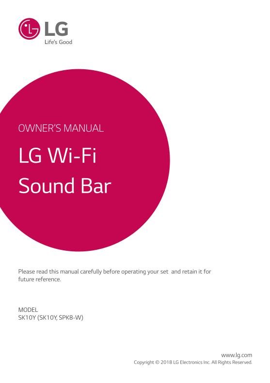 LG SK10Y Sound Bar System Operating Manual