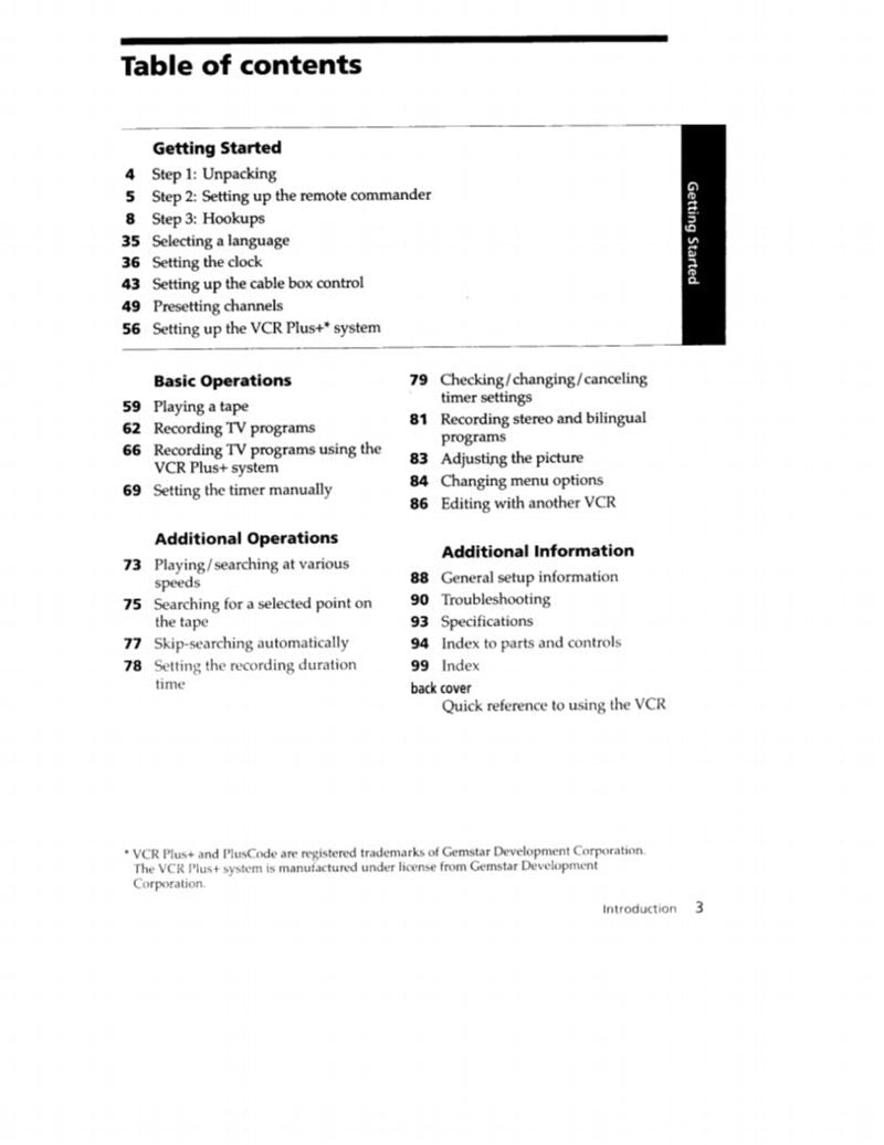 Sony SLV778HF/SLV772HF VCR Operating Manual