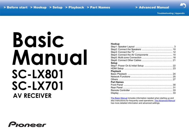 Pioneer SCLX701 Audio/Video Receiver Operating Manual