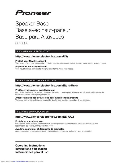 Pioneer SP-SB03 Audio System Operating Manual