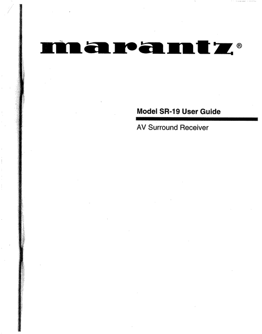 Marantz SR-19 EX AV Receiver Owner/ User Manual (Pages: 43)