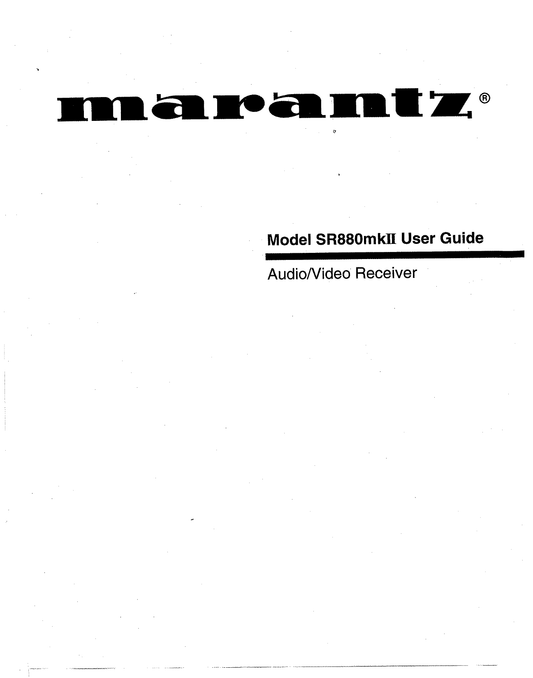 Marantz SR-880 mk II AV Receiver Owner/ User Manual (Pages: 21)