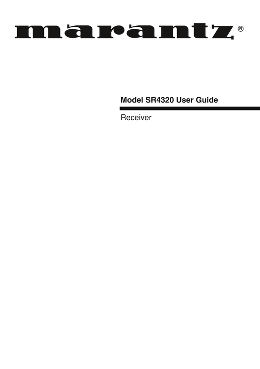 Marantz SR4320 AV Receiver Owner/ User Manual (Pages: 25)