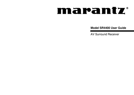 Marantz SR4400 AV Receiver Owner/ User Manual (Pages: 36)