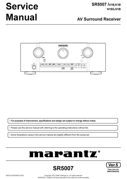 Marantz SR5007 AV Surround Receiver Service Manual (Pages: 222)