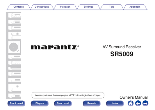 Marantz SR5009 AV Receiver Owner/ User Manual (Pages: 277)