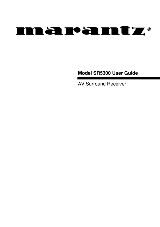 Marantz SR5300 AV Receiver Owner/ User Manual (Pages: 39)