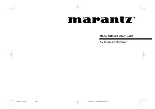 Marantz SR5500 AV Receiver Owner/ User Manual (Pages: 41)
