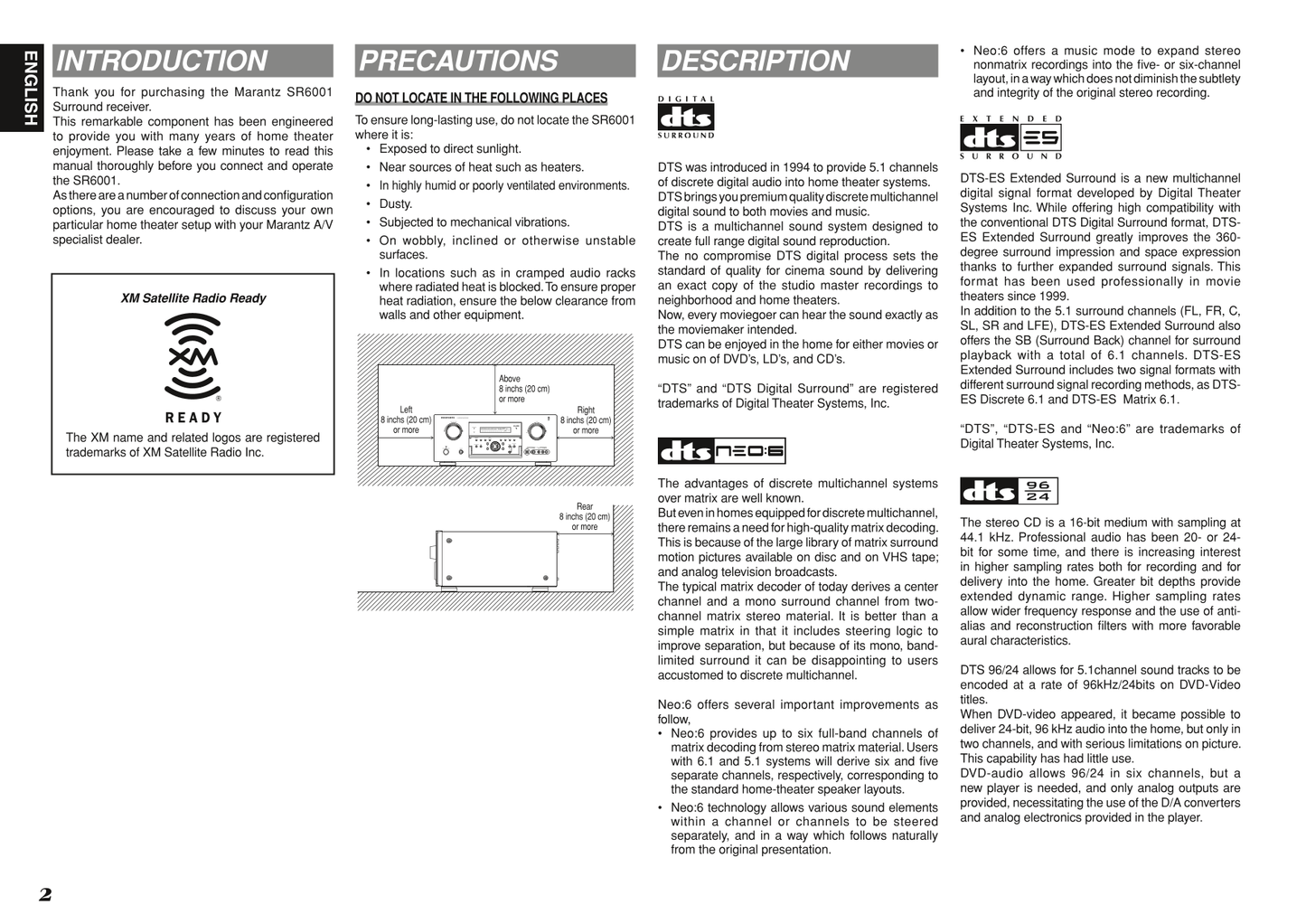 Marantz SR6001 AV Receiver Owner/ User Manual (Pages: 71)