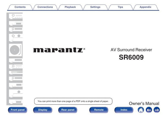 Marantz SR6009 Audio/Video Receiver Operating Manual