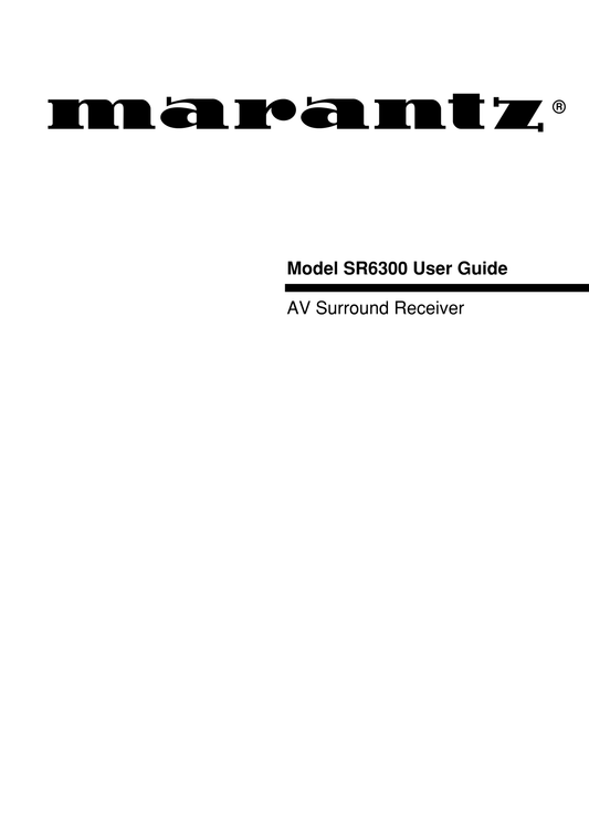 Marantz SR6300 AV Receiver Owner/ User Manual (Pages: 43)