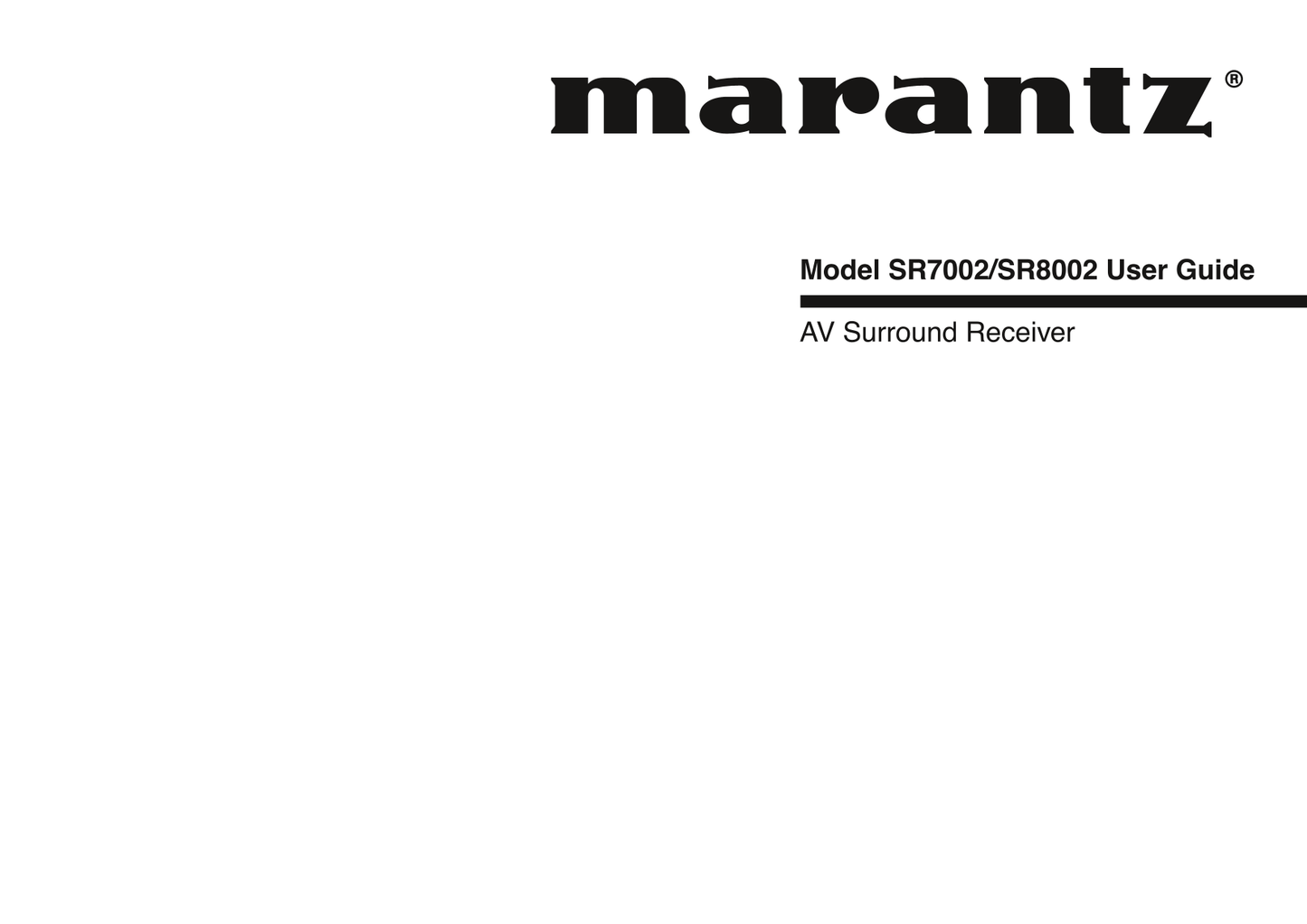 Marantz SR7002 & SR8002 AV Receiver Owner/ User Manual (Pages: 94)