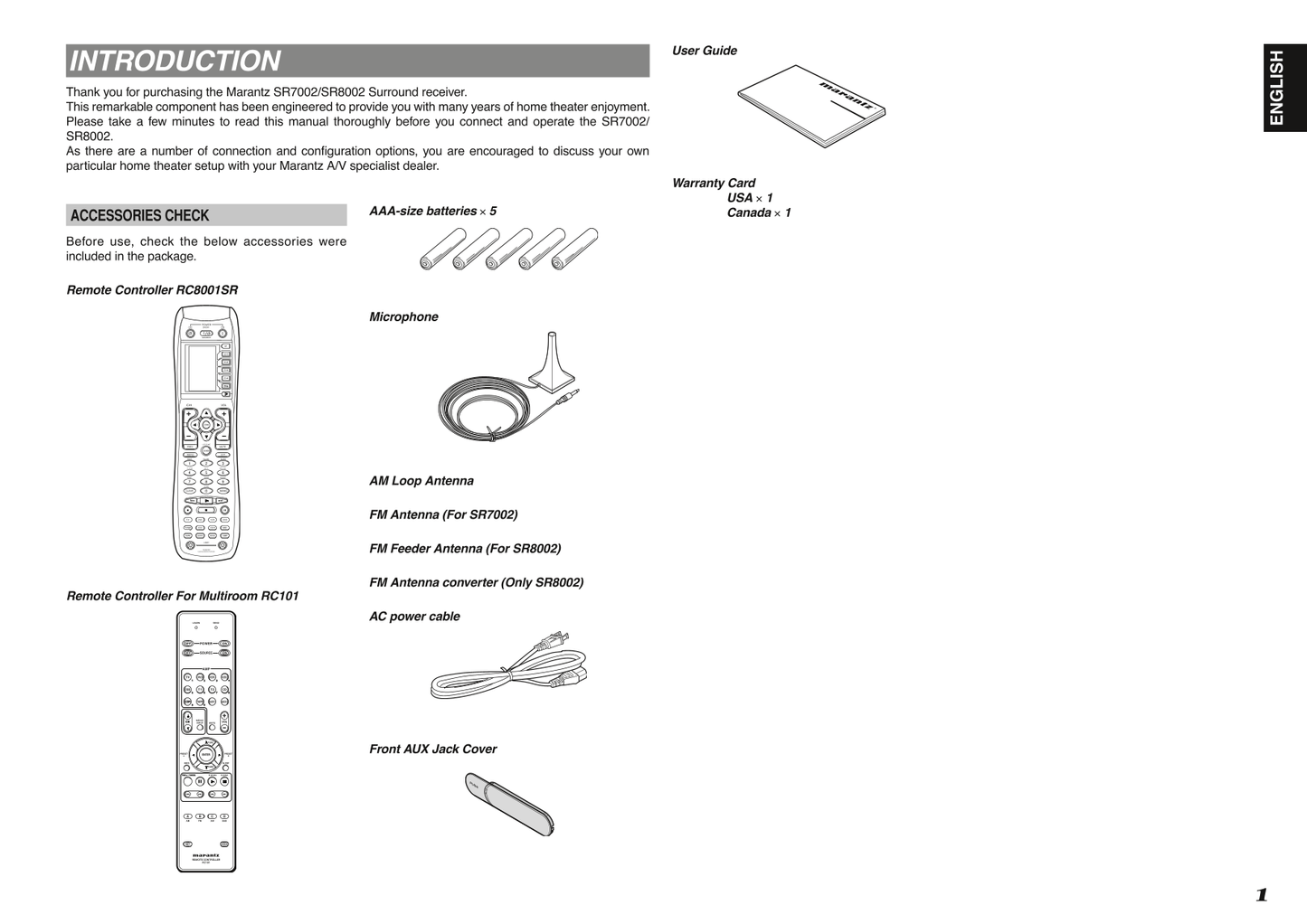 Marantz SR7002 & SR8002 AV Receiver Owner/ User Manual (Pages: 94)