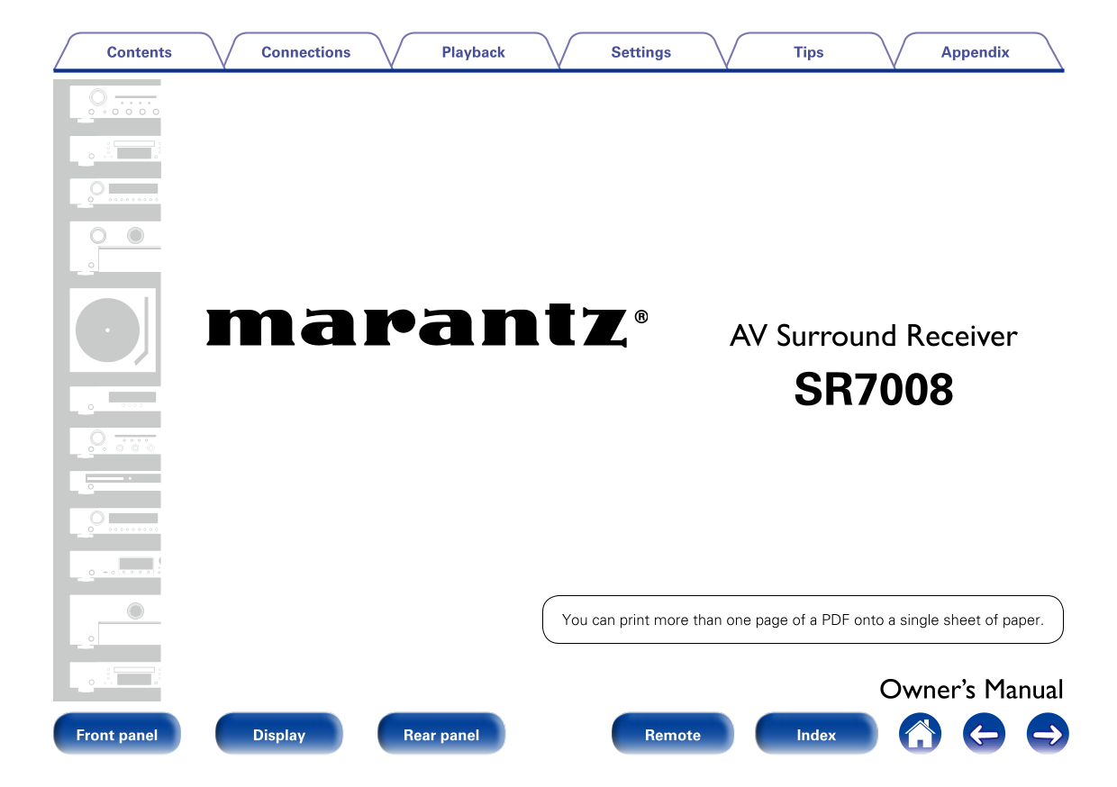 Marantz SR7008 AV Receiver Owner/ User Manual (Pages: 286)
