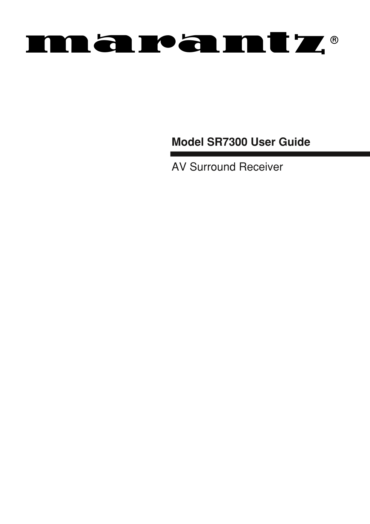 Marantz SR7300 AV Receiver Owner/ User Manual (Pages: 53)
