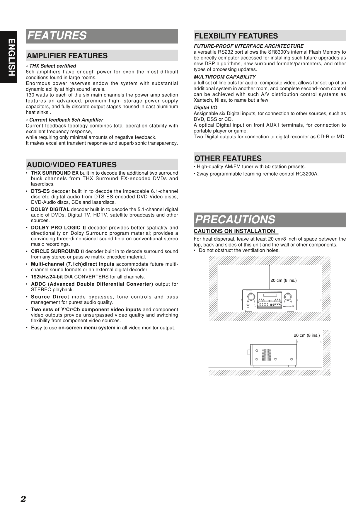 Marantz SR8300 AV Receiver Owner/ User Manual (Pages: 56)