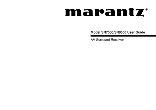Marantz SR8500 AV Receiver Owner/ User Manual (Pages: 56)