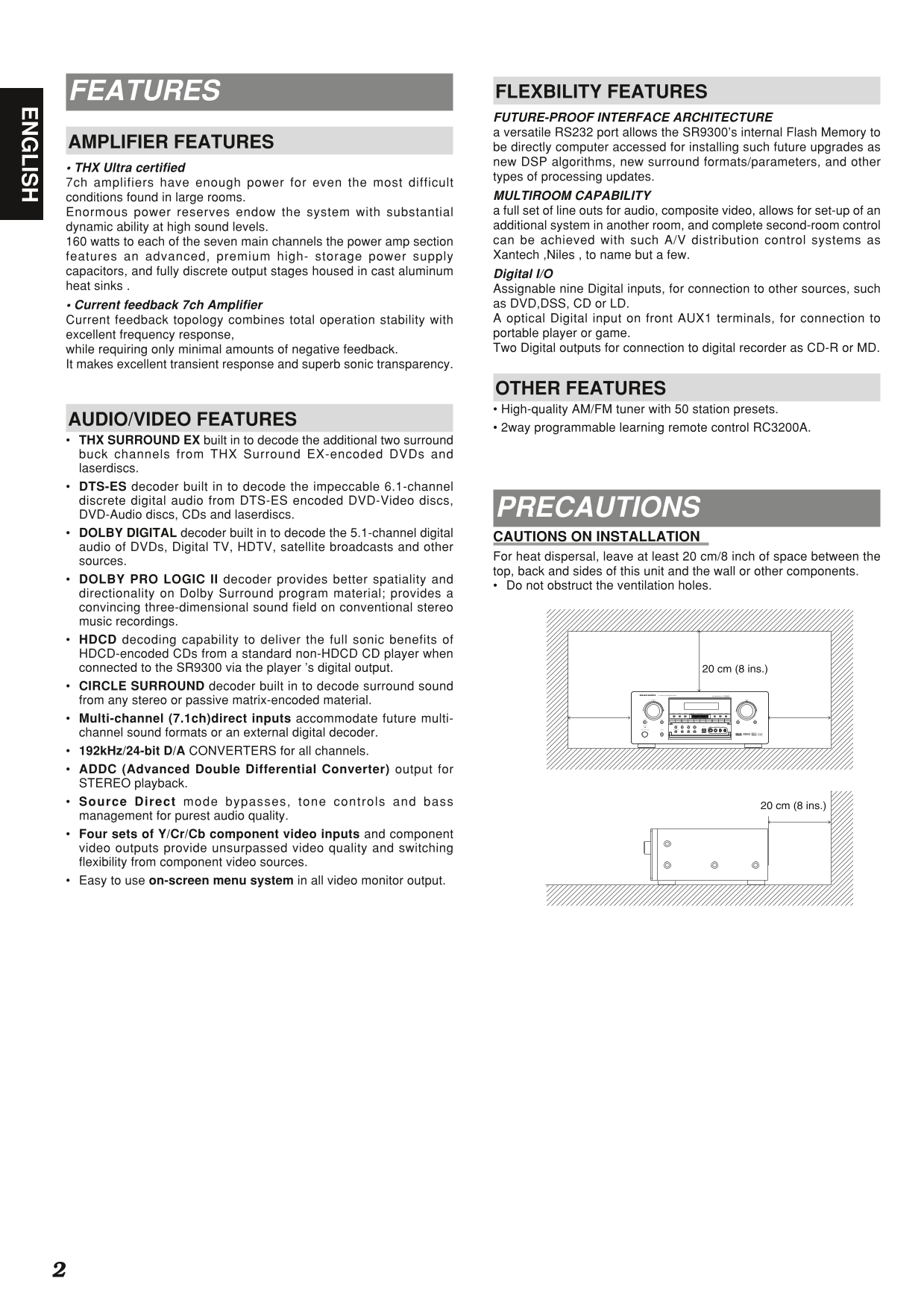 Marantz SR9300 AV Receiver Owner/ User Manual (Pages: 57)