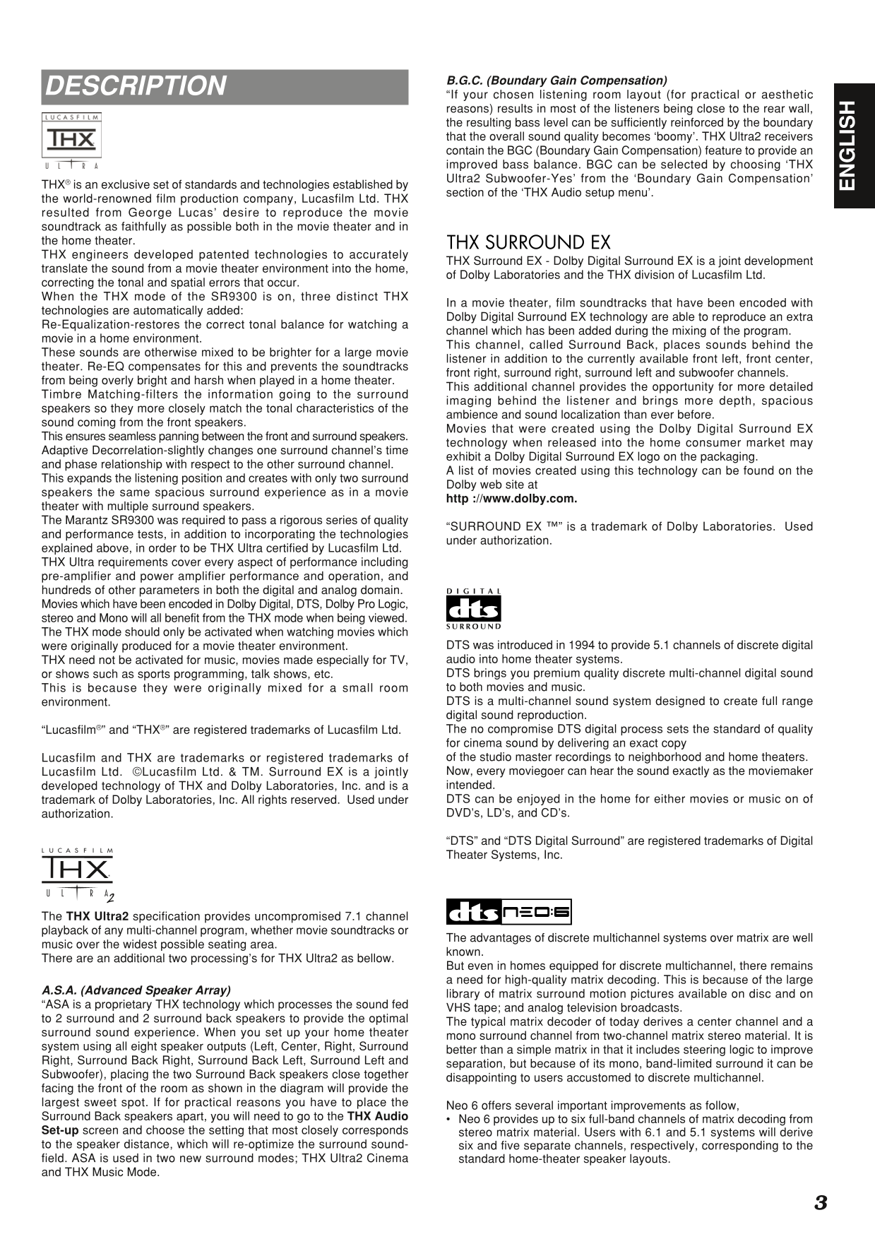 Marantz SR9300 AV Receiver Owner/ User Manual (Pages: 57)