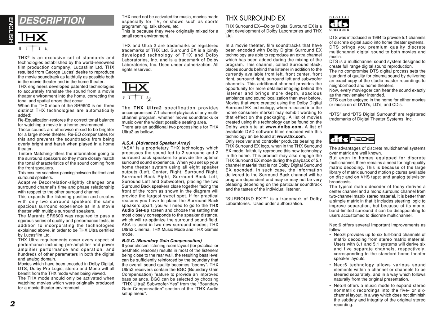 Marantz SR9600 AV Receiver Owner/ User Manual (Pages: 68)