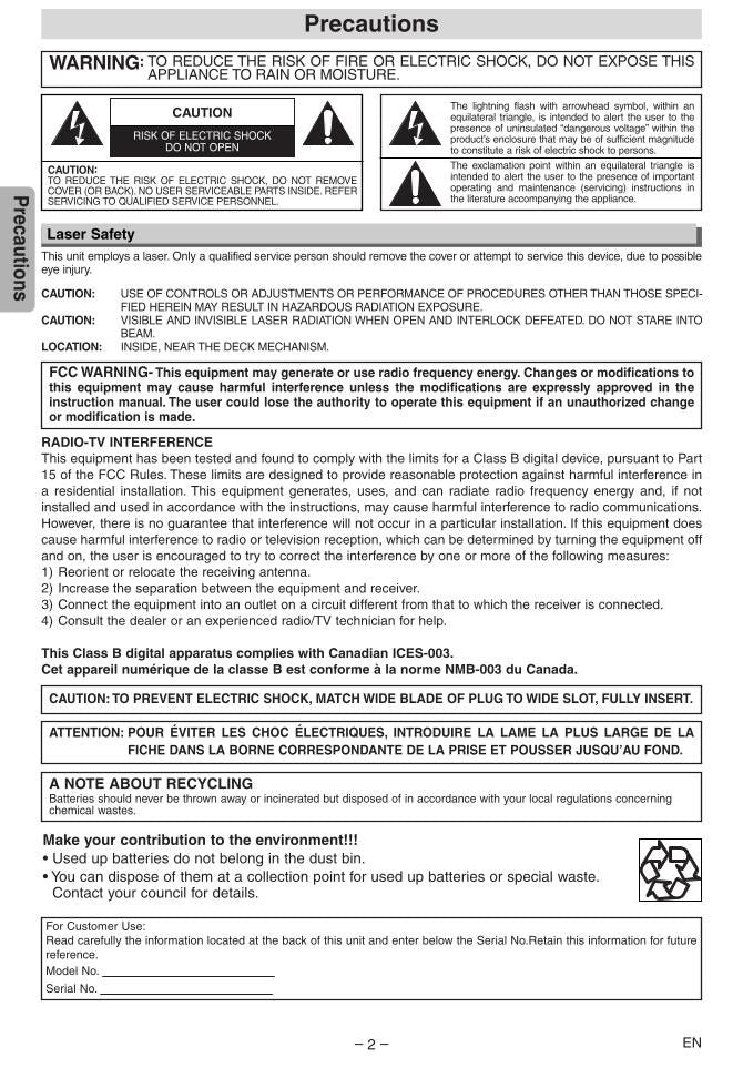 Funai SRD4900 DVD Player Operating Manual