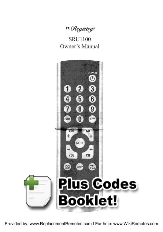 Philips SRU1100 Universal Remote Control Operating Manual