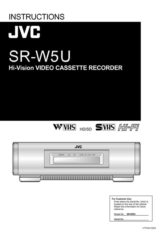 JVC SRW5 SRW5U SRW7 VCR Operating Manual