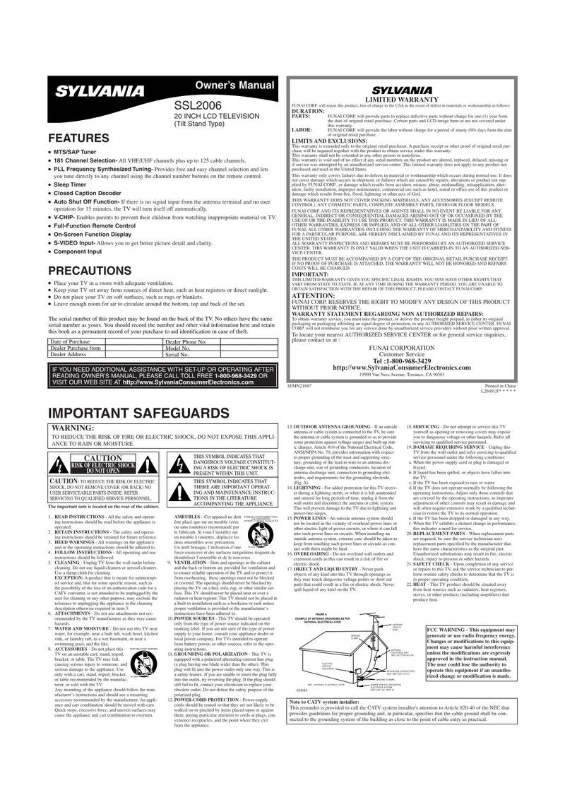 Philips SSL2006 TV Operating Manual