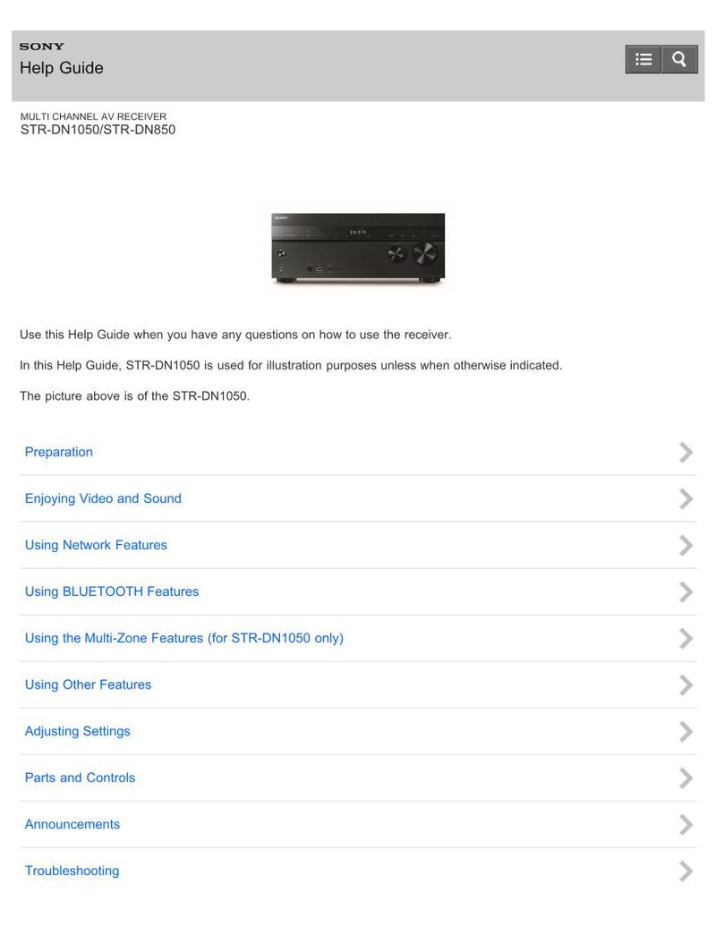 Sony STRDN1050 STRDN850 Audio/Video Receiver Operating Manual