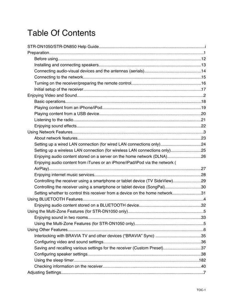 Sony STRDN1050 STRDN850 Audio/Video Receiver Operating Manual