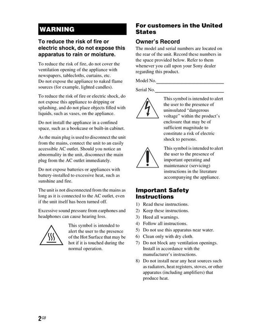 Sony STRDH540 Audio/Video Receiver Operating Manual