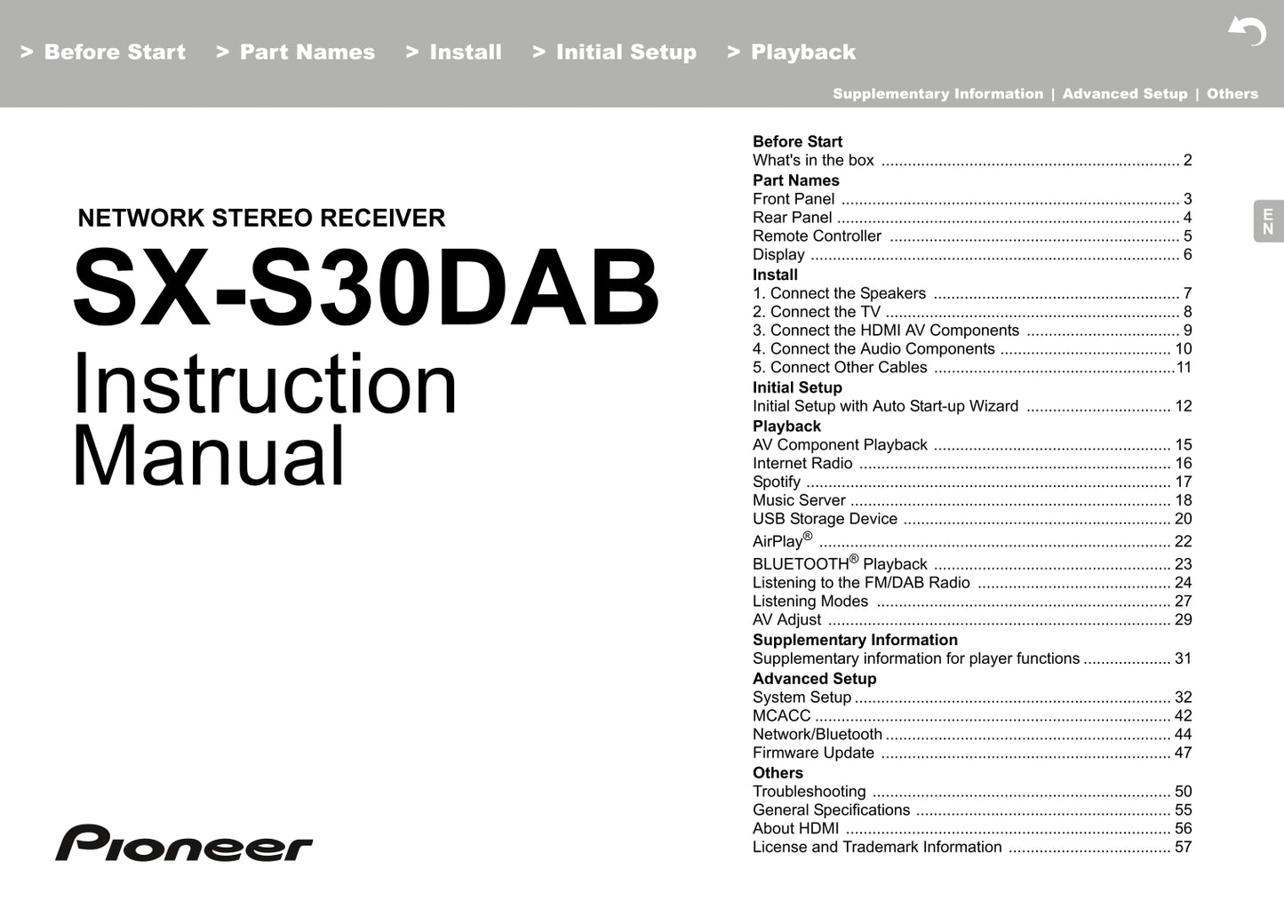 Pioneer SX-N30 & DAB Receiver Owner/ User Manual (Pages: 48)