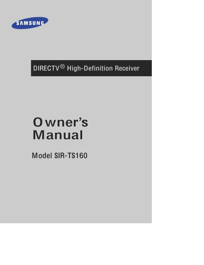 Samsung SIRTS160 Satellite Receiver Operating Manual