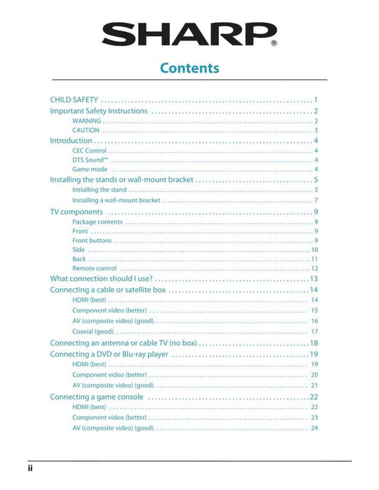 Sharp LC32LB370U LC50LB370U TV Operating Manual