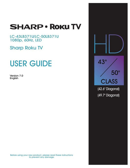 Sharp LC43LB371U LC43LB371UA LC43LB371UB TV Operating Manual