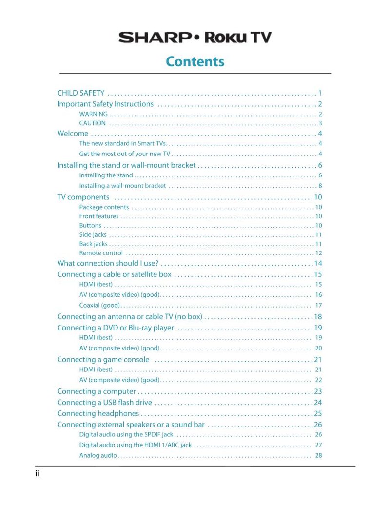 Sharp LC43LB371U LC43LB371UA LC43LB371UB TV Operating Manual