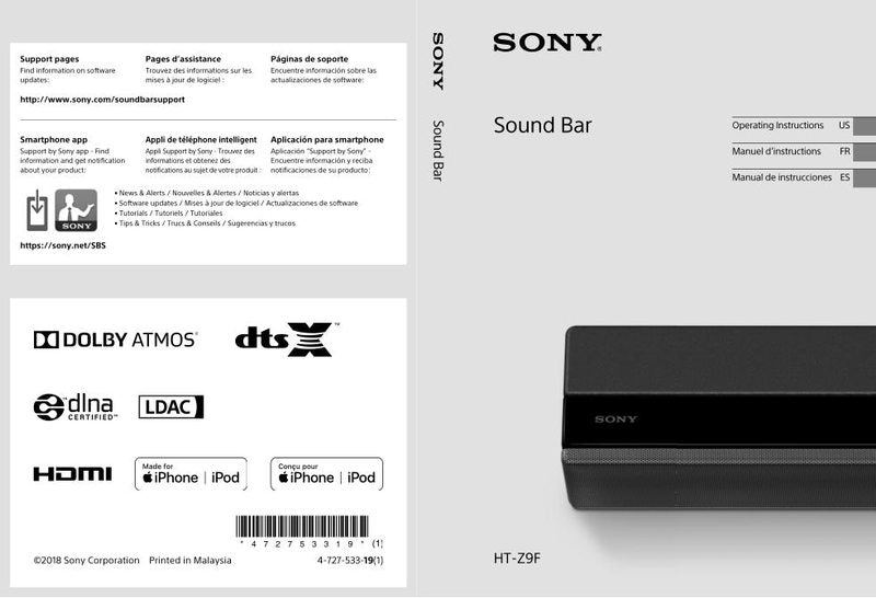 Sony HT-Z9 F Audio/Video Receiver Operating Manual