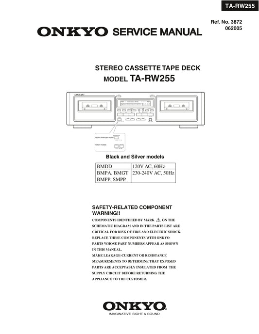 Onkyo TA-RW255 Stereo Cassette Tape Deck Service Manual (Pages: 106)