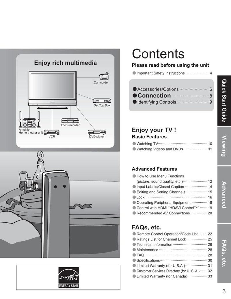 Panasonic TC23LX60OM TV Operating Manual