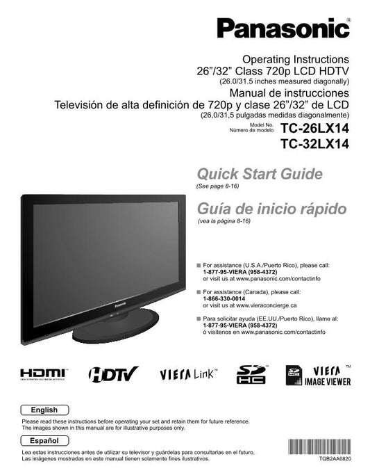 Panasonic TC26LX14 TC32LX14 TV Operating Manual