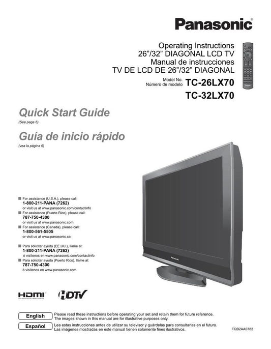 Panasonic TC26LX70OM TV Operating Manual