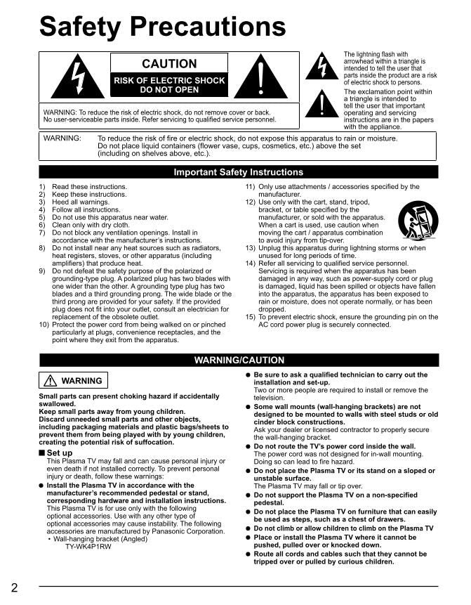 Panasonic TC42PX24OM TV Operating Manual