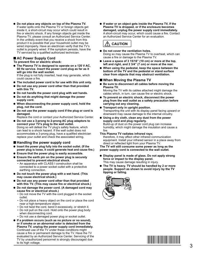 Panasonic TC42PX24OM TV Operating Manual