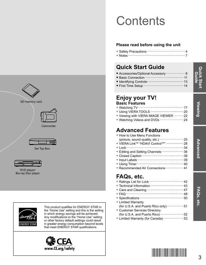 Panasonic TCP42C2OM TV Operating Manual