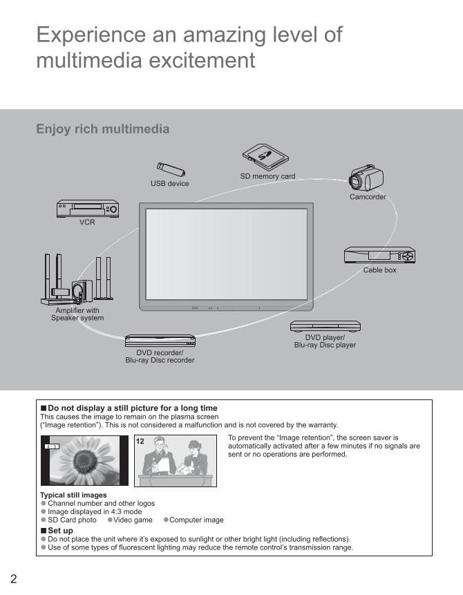 Panasonic TCP42ST30 TCP46ST30 TCP50ST30 TV Operating Manual