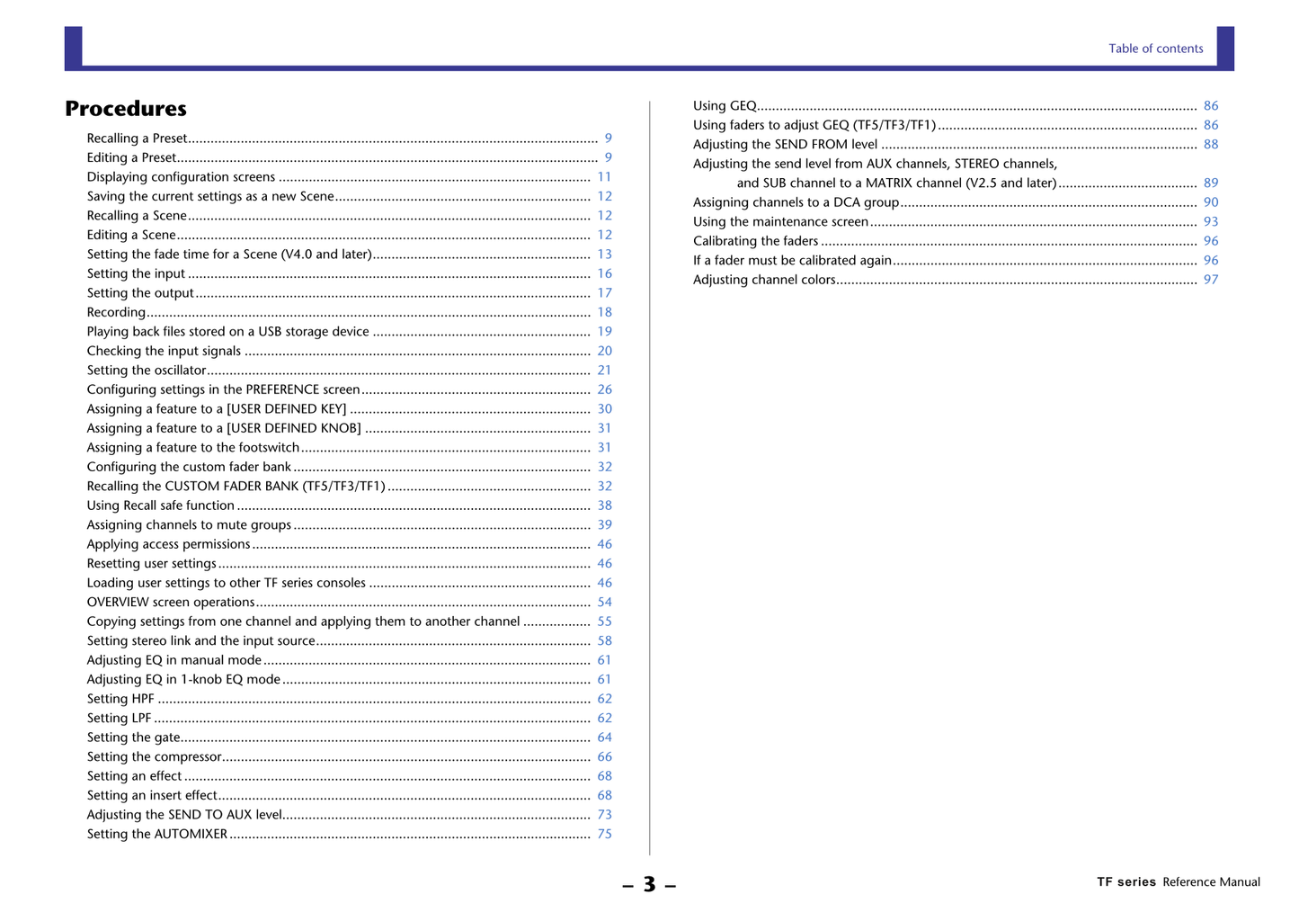 Yamaha TF1, TF2 & TF3 Digital Mixing Console Owner's/ User Manual (Pages: 118)