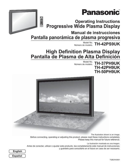 Panasonic TH37PH9UK TH42PH9UK TH42PH9XK TV Operating Manual